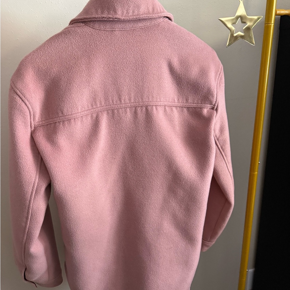 Abercrombie & Fitch Pink Fleece Shacket Jacket Snap Front Medium - Picture 5 of 6